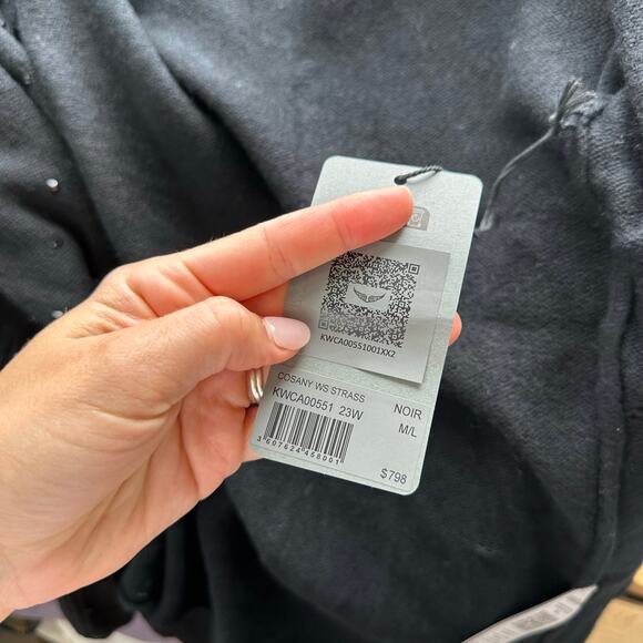 Zadig & Voltaire Cosany Rhinestone Embellished Hooded Cashmere Cardigan Black - Picture 10 of 11